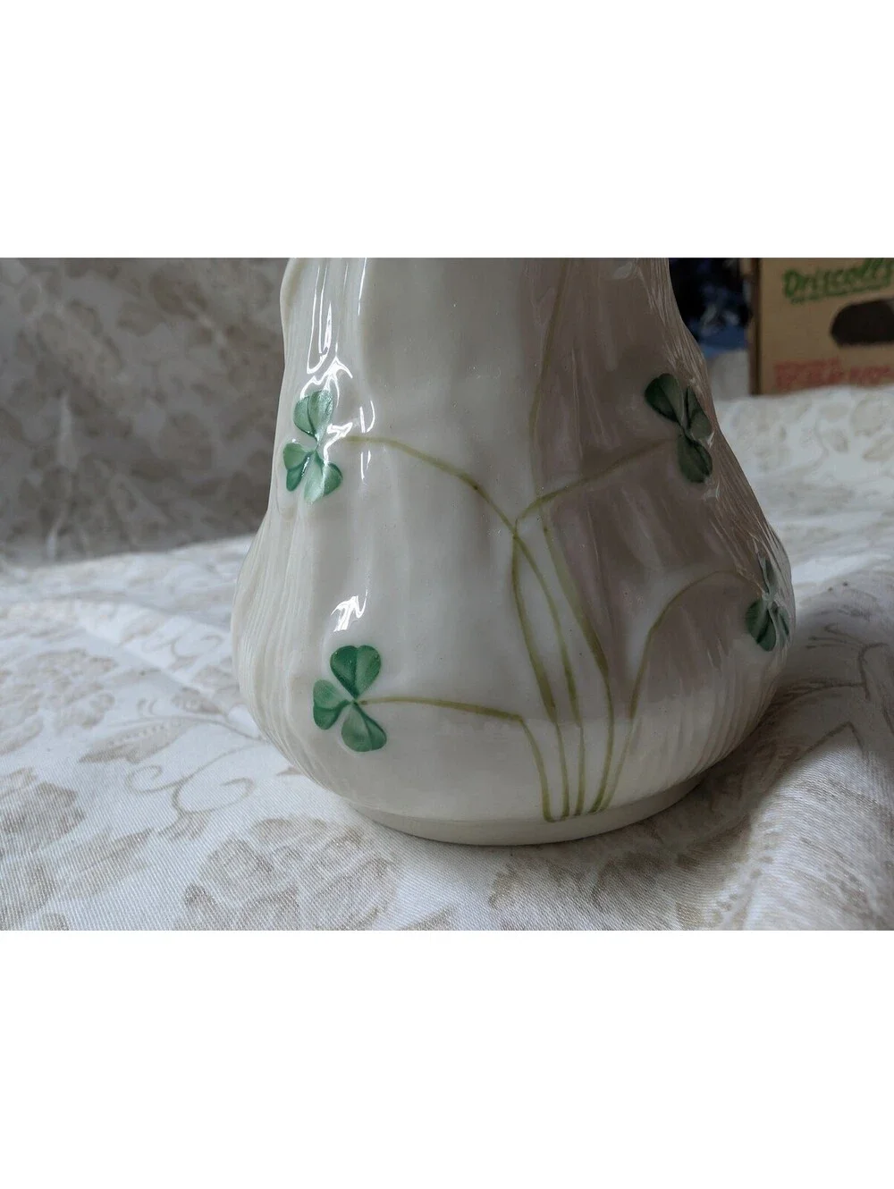 Belleek Ireland Porcelain Vase with Shamrock Design